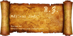 Mérai Zoé névjegykártya